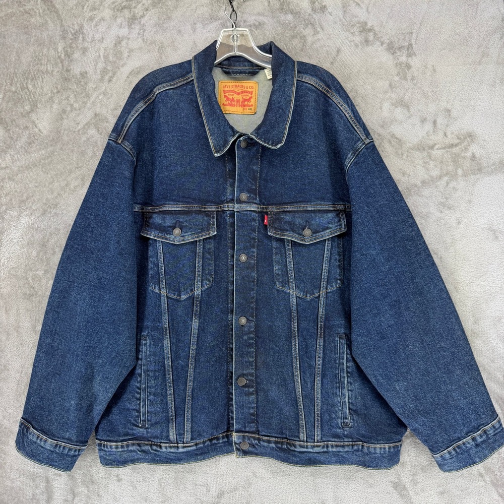 Levi's Trucker Jacket Mens 4XL 07158-0021 Dark Wash Denim Button-Down EUC